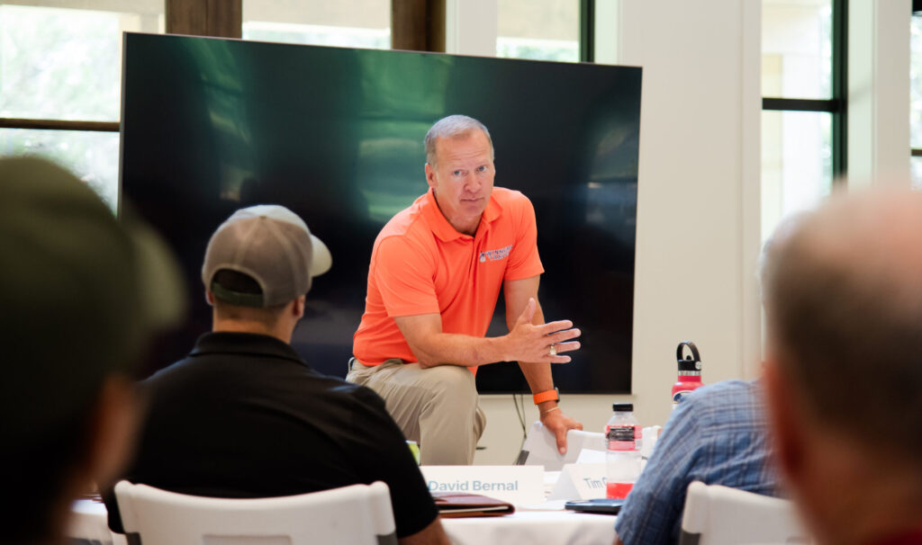 Dr. Clay Lowder leading mental health discussion for caregivers.