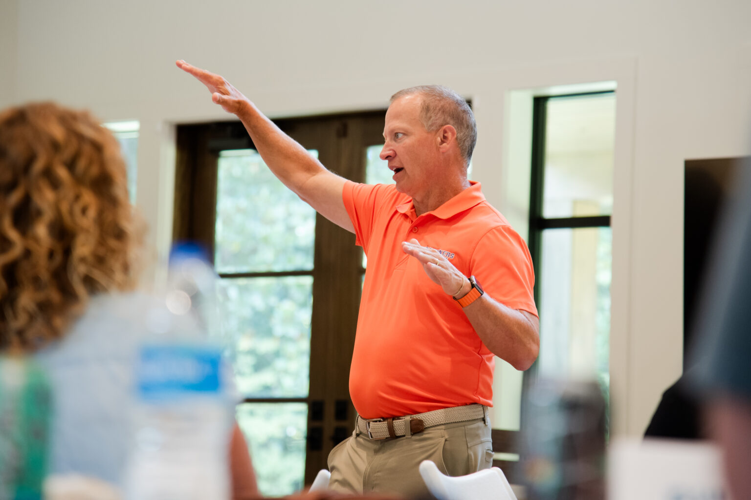 Dr. Clay Lowder leading discussion during mental and physical health workshop at retreat.